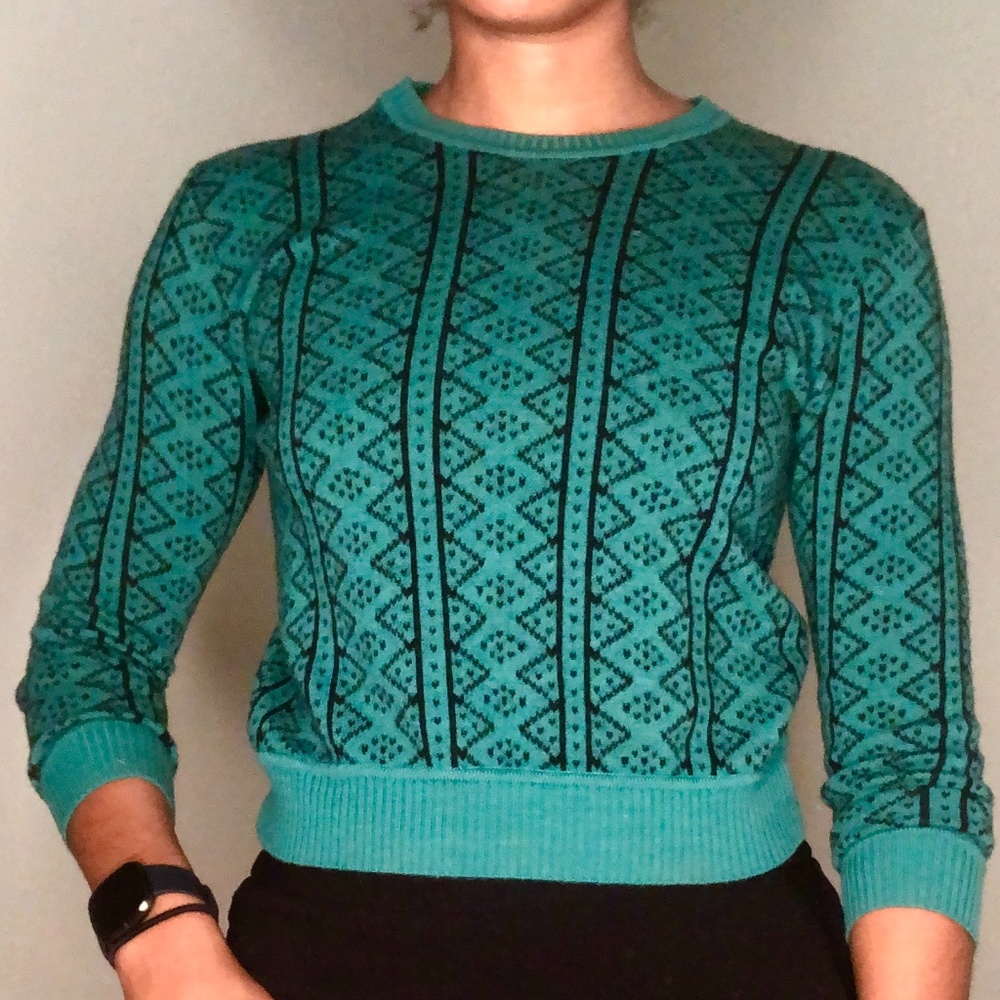 Zelda Green Patterned Sweater